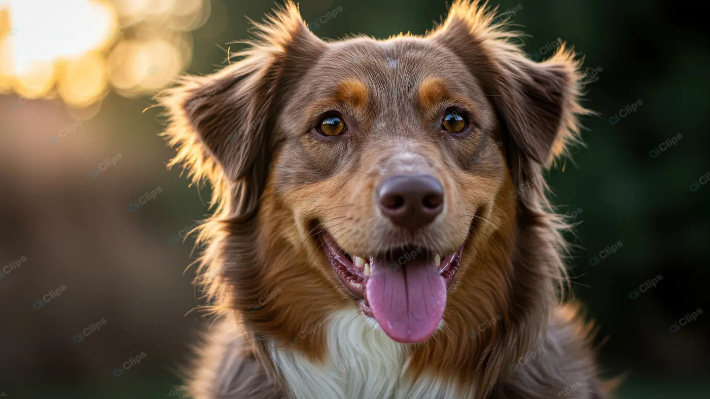 Joyful Australian Shepherd Dog at Sunset