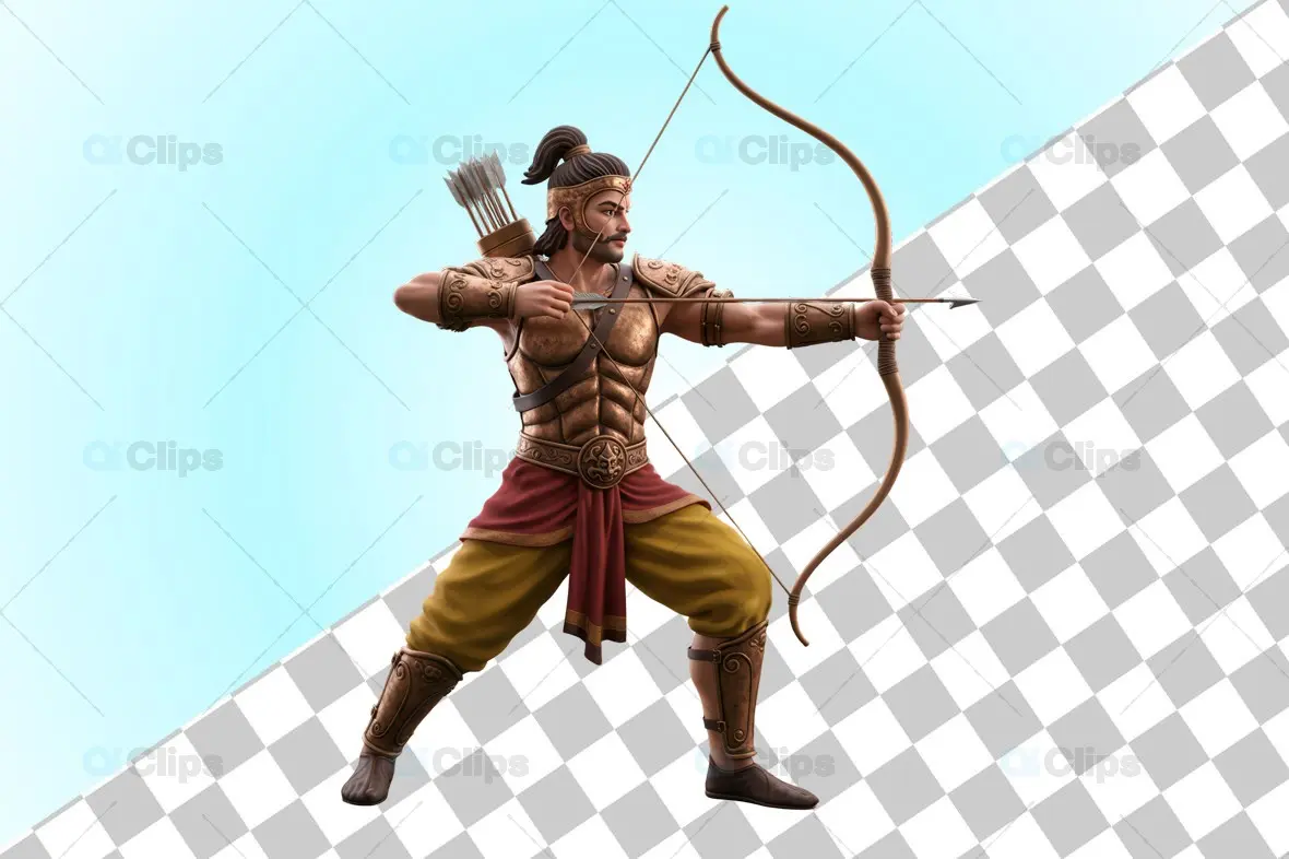 Warrior Archer in Ancient Armor - 3D Illustration