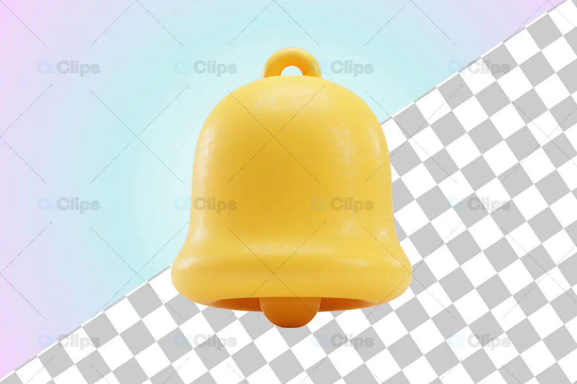3D Yellow Notification Bell Icon
