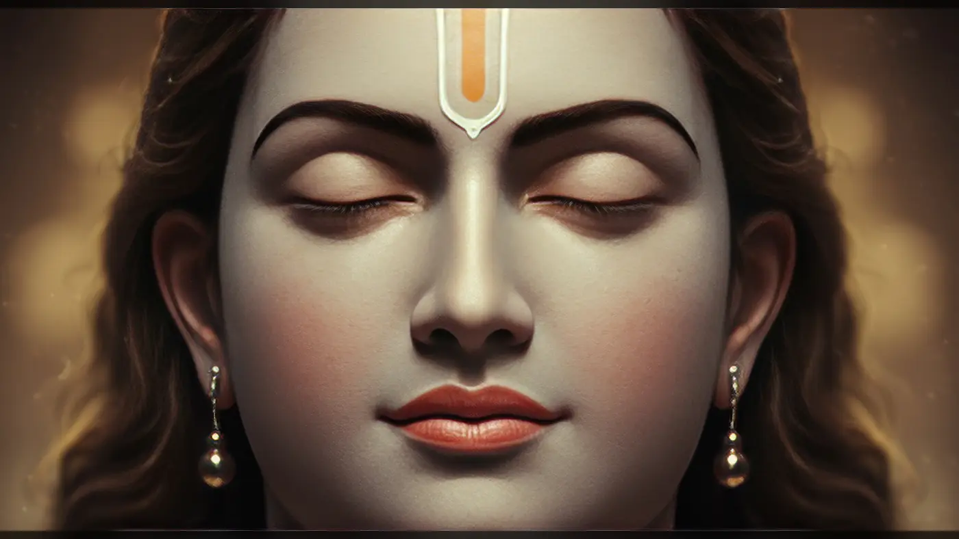 Close-Up Portrait of Lord Ram with Peaceful Divine Expression