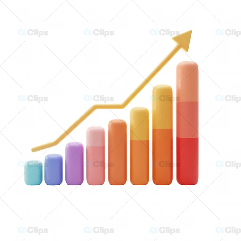 3D Growth Chart with Arrow Icon