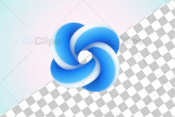 3D Twisted Gradient Ring Shape - Blue and White