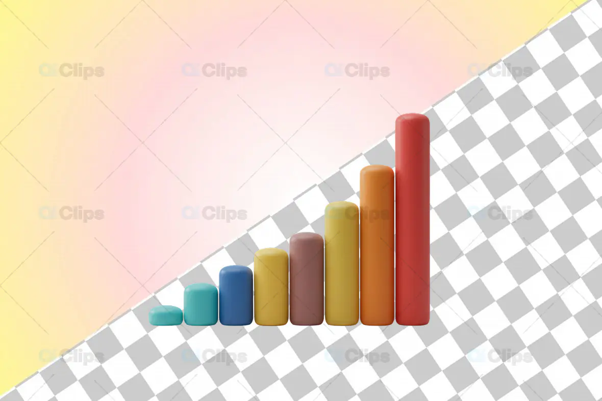 3D Colorful Bar Chart Icon