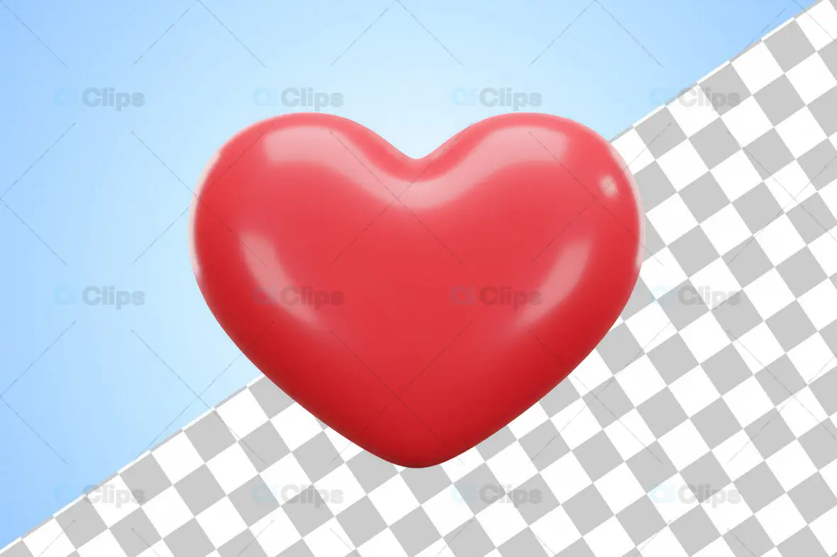 3D Glossy Red Heart PNG