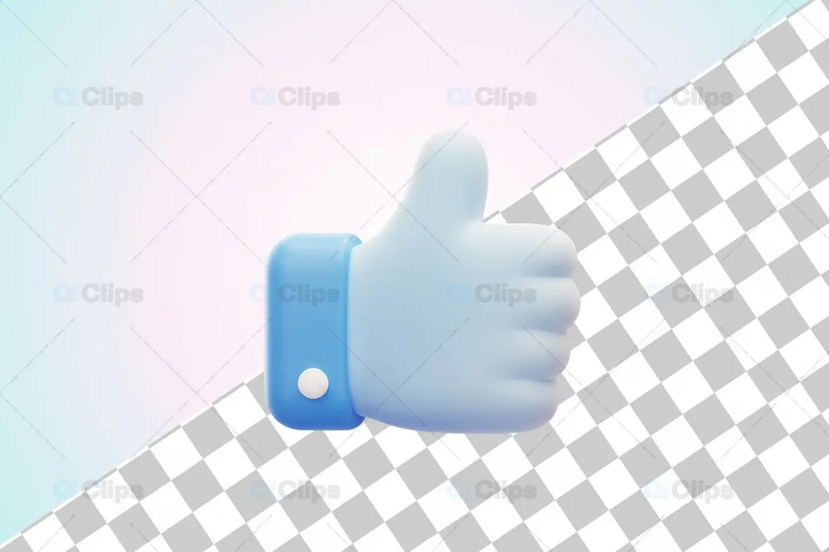 3D Blue Gradient Thumbs Up Icon