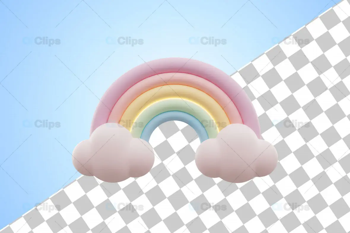 3D Pastel Rainbow Cartoon Style