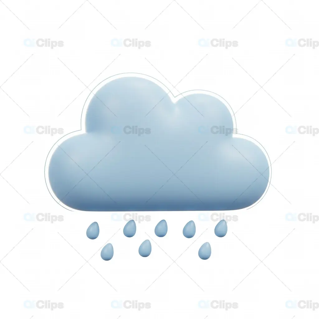 3D Minimal Rain Cloud Icon