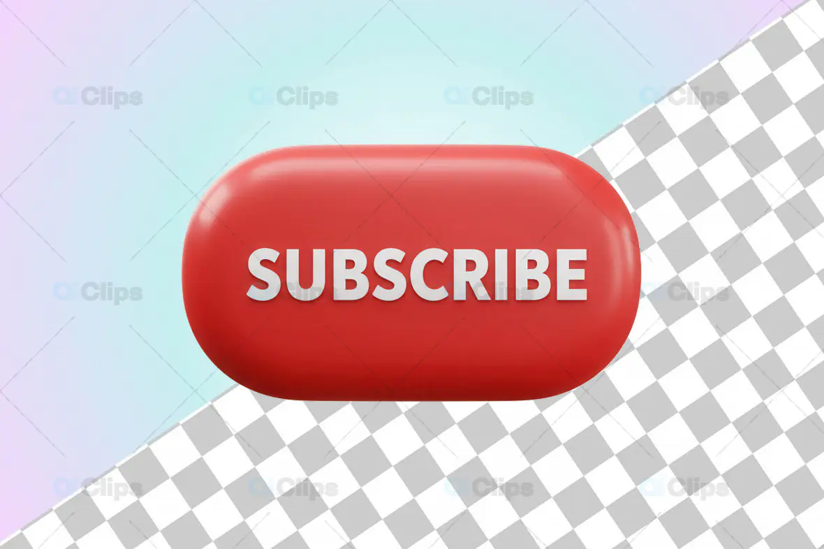 3D Red "Subscribe" Button with Gradient Background