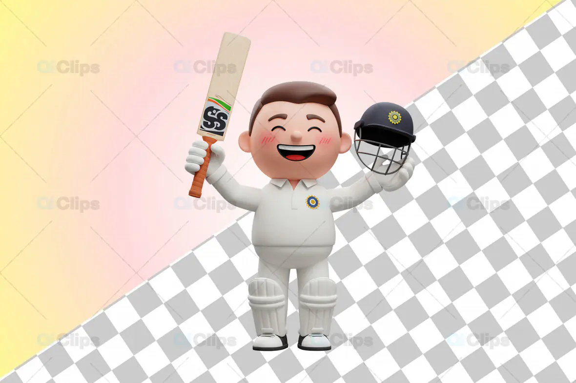 3D Cricket Batsman Celebrating Victory Pose