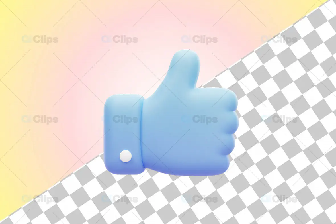 3D Blue "Thumbs Up" Approval Icon