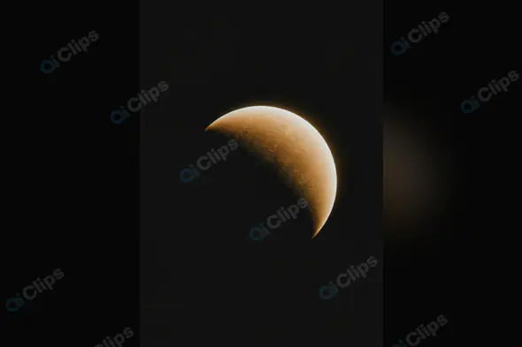 Crescent Moon with Detailed Surface Craters in Dark Sky