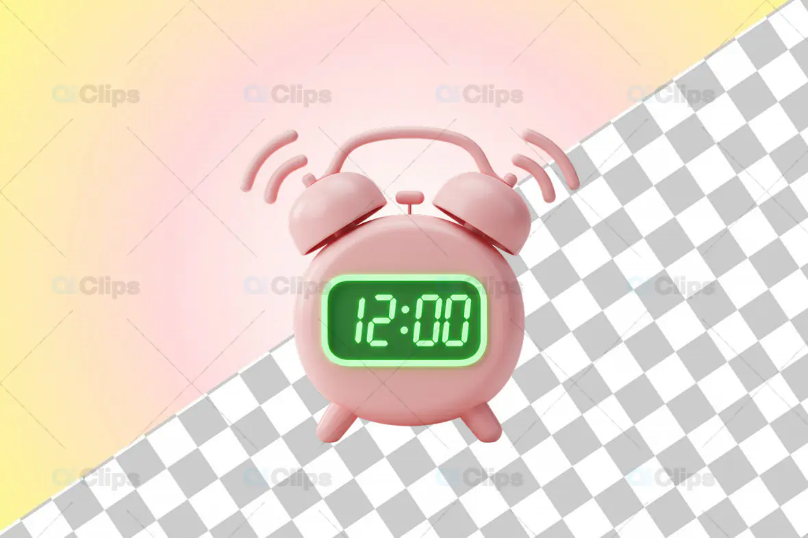 3D Pink Alarm Clock with Green Digital Display