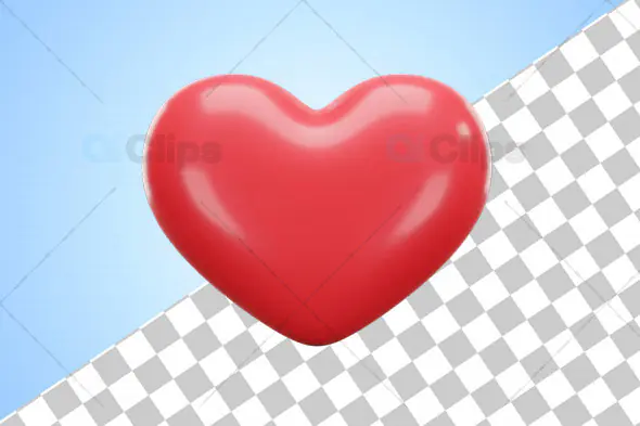 3D Glossy Red Heart PNG