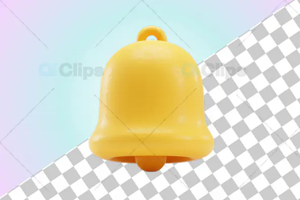 3D Yellow Notification Bell Icon