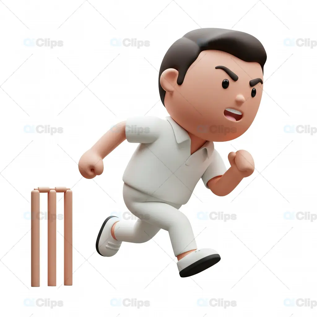 3D Cricket Bowler Action Pose