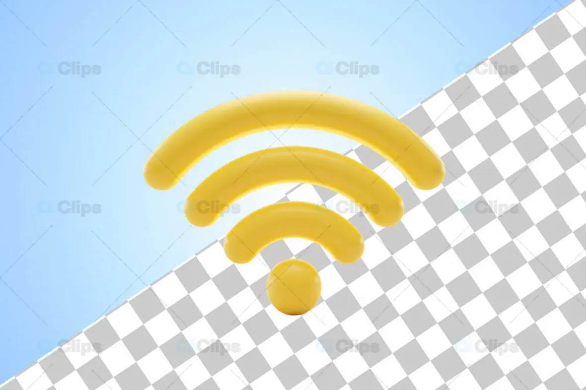 3D Yellow Wi-Fi Icon