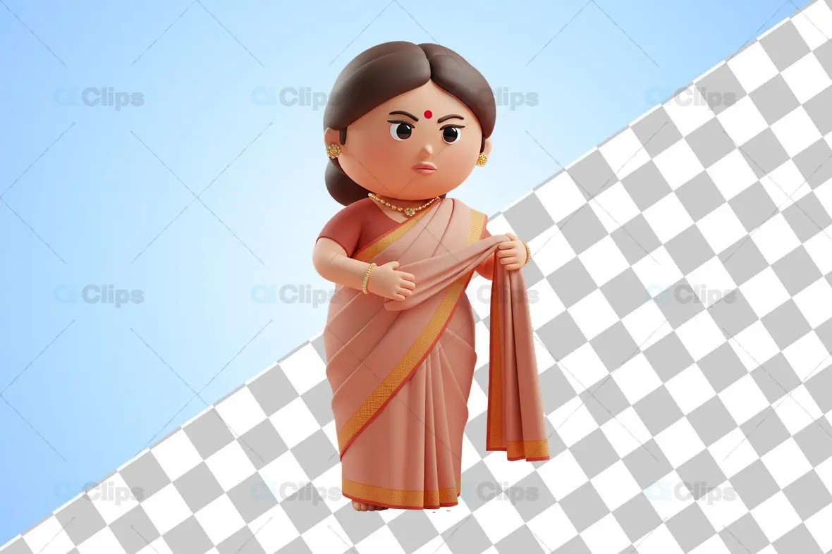 3D Traditional Indian Woman in Saree