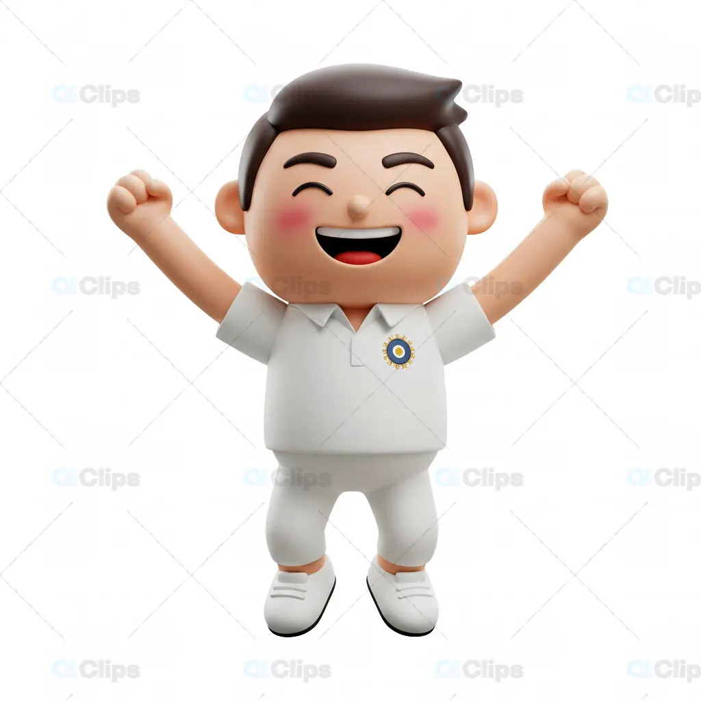 3D Happy Cricket Player Celebration Pose