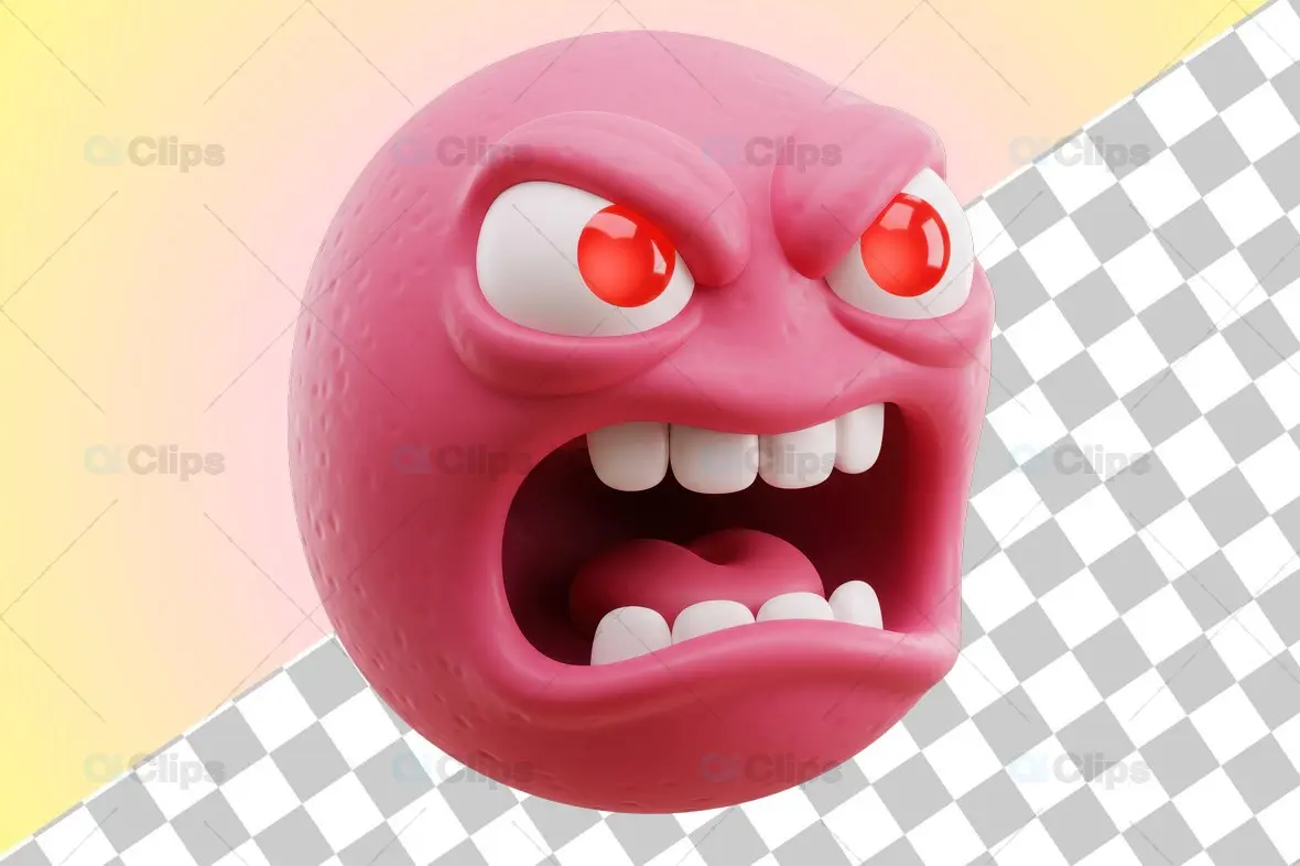 Angry Pink Emoji - 3D Expression