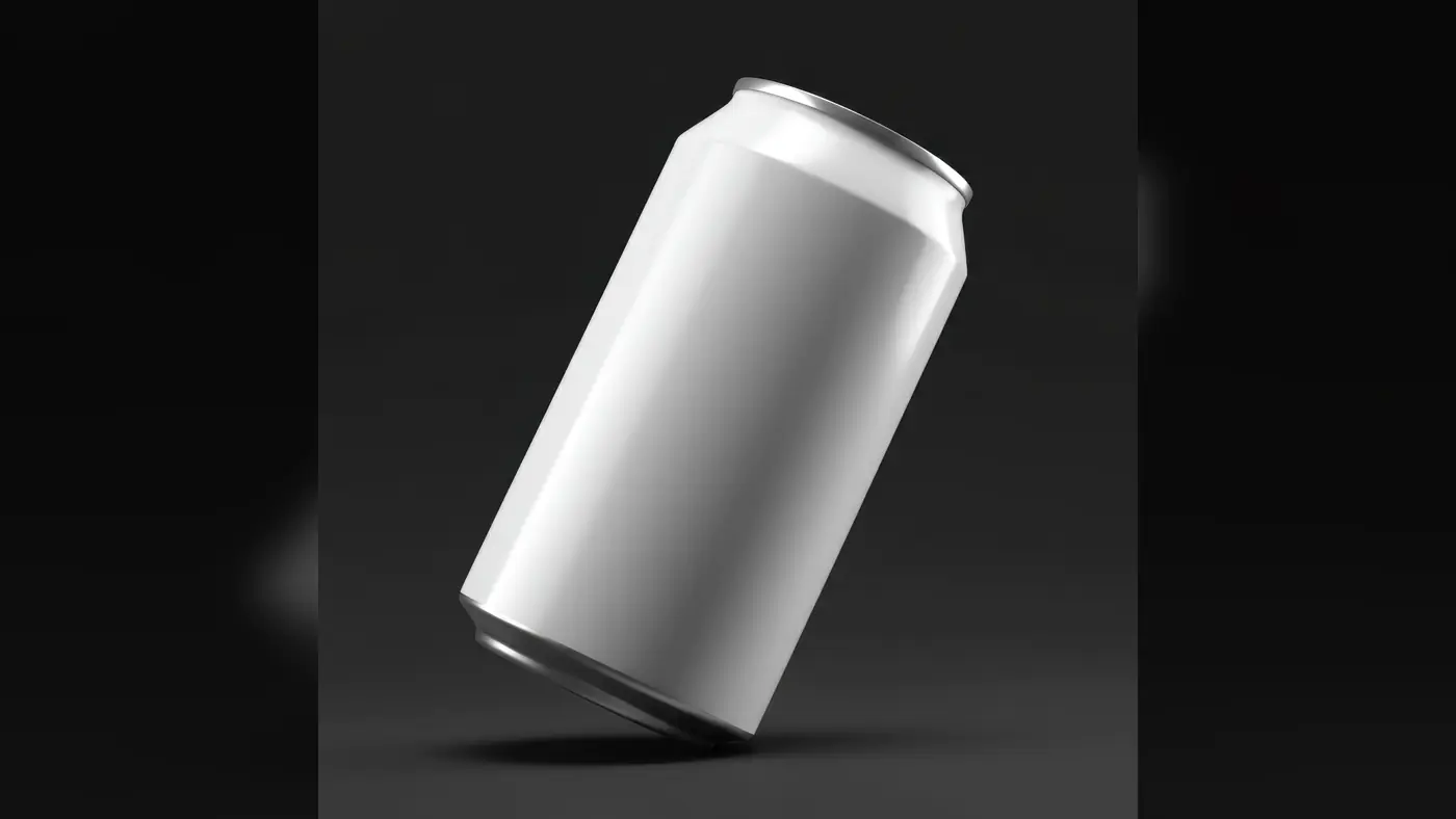 Minimalist Mockup of White Beverage Can on Dark Background