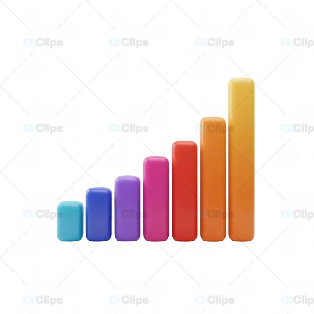 3D Multicolor Bar Chart Icon