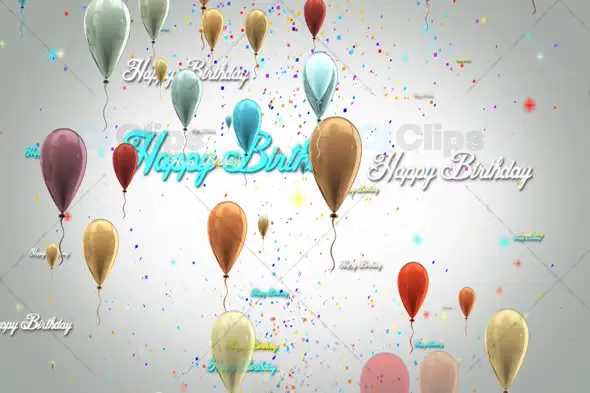 Floating Birthday Balloons with Confetti Background Animation