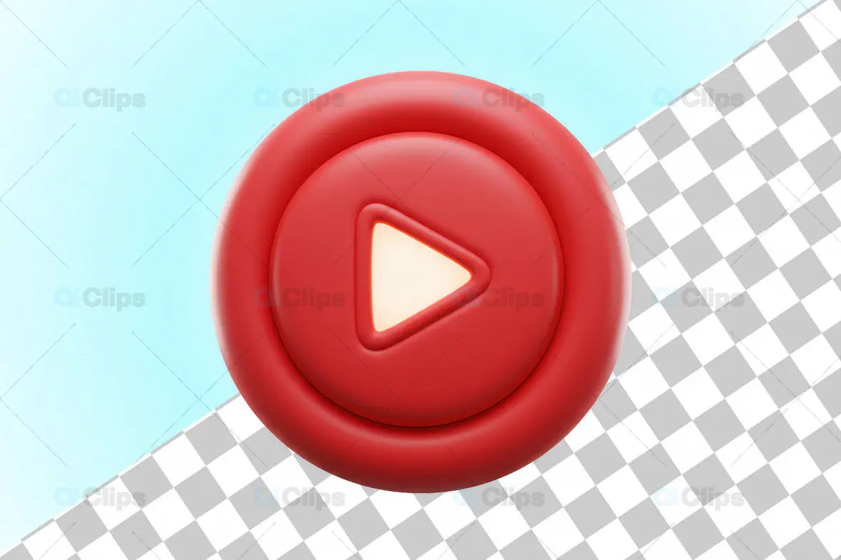 3D Red Play Button Icon
