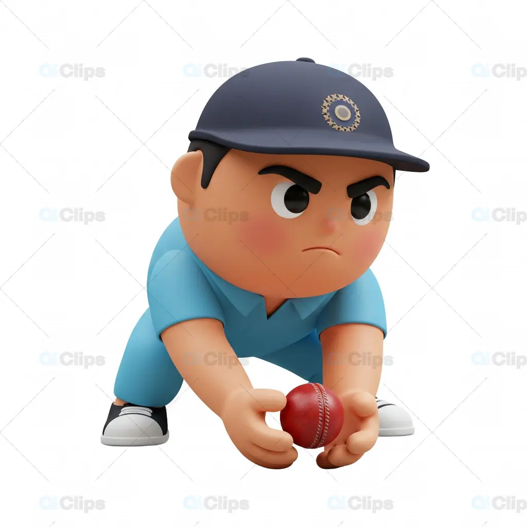Cricket Fielder in Action Pose