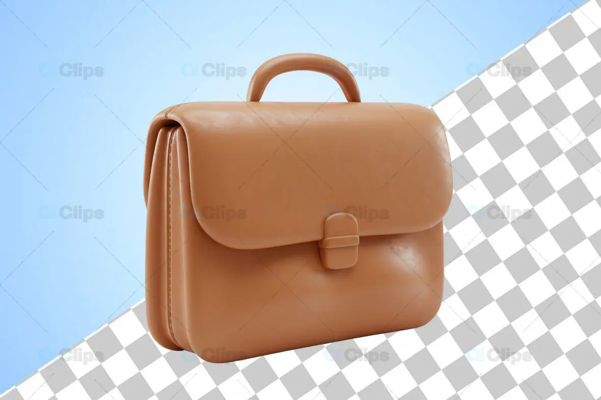 3D Minimalist Brown Briefcase Icon