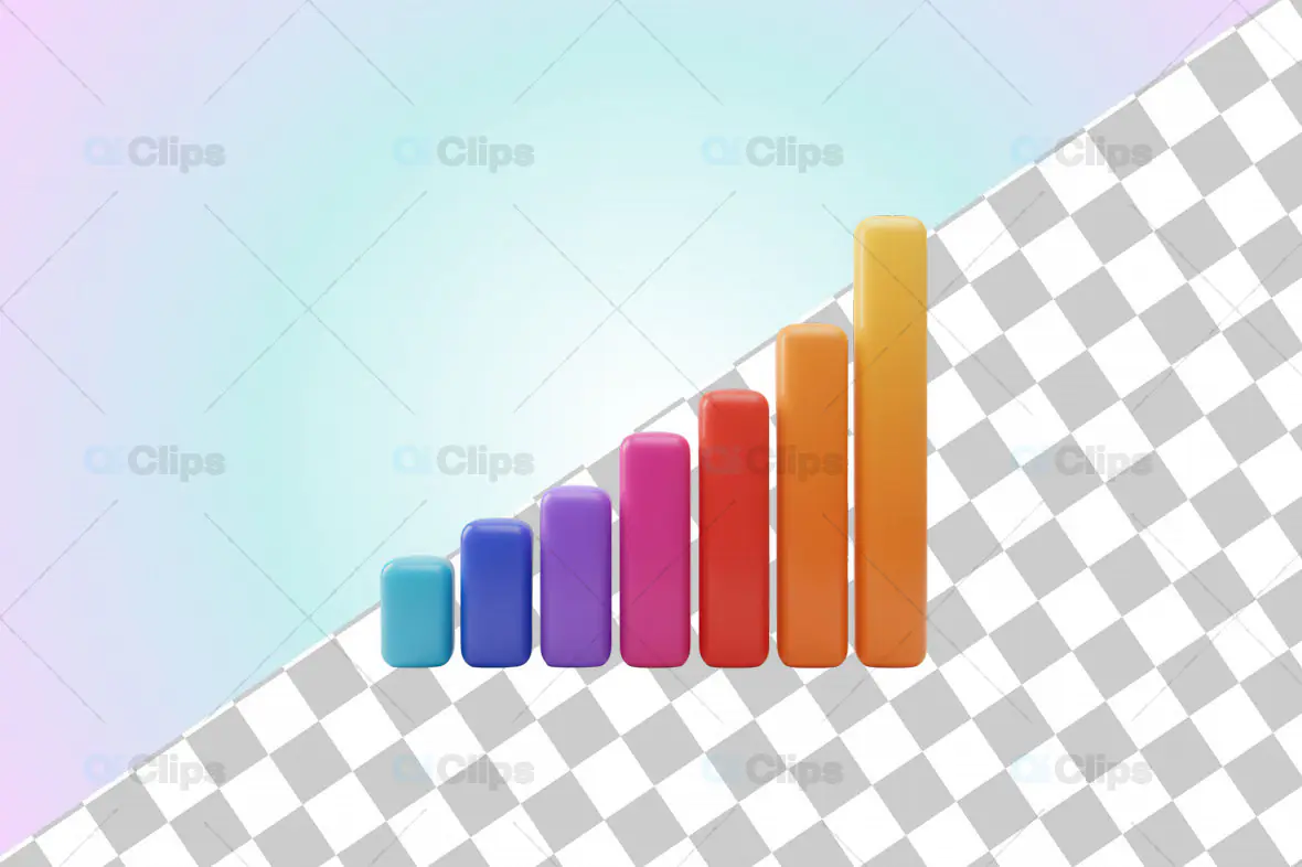 3D Multicolor Bar Chart Icon