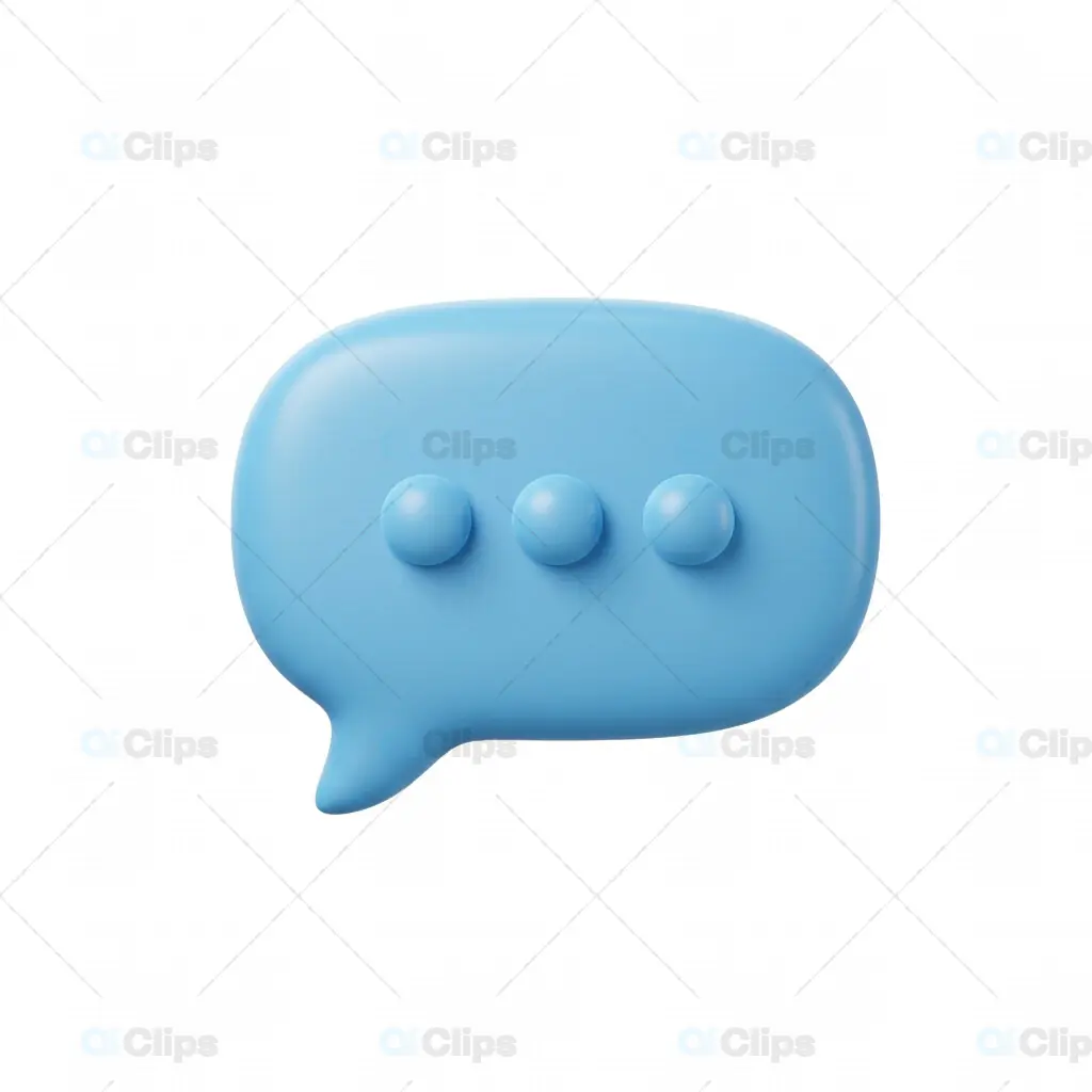 Minimalist 3D Blue Speech Bubble Icon