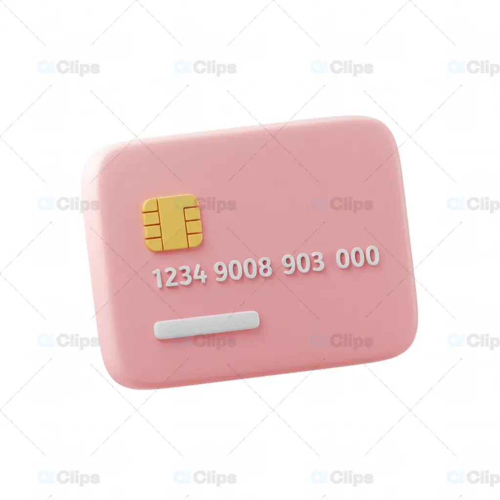 3D Pink Credit Card Illustration with Transparent Background