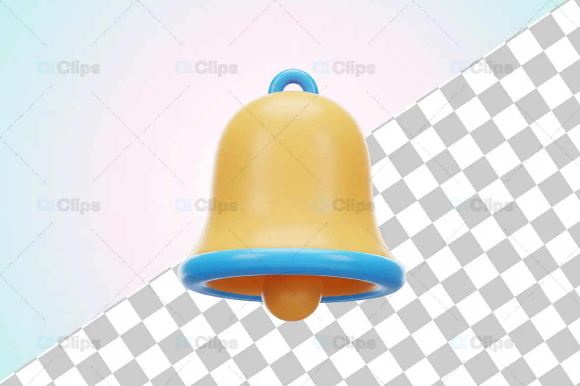 3D Notification Bell with Blue Accent