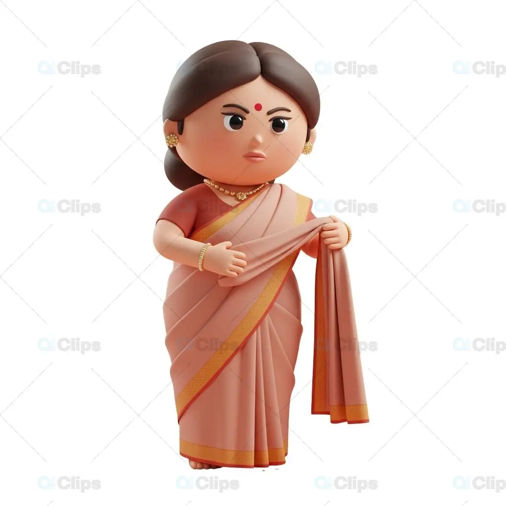 3D Traditional Indian Woman in Saree