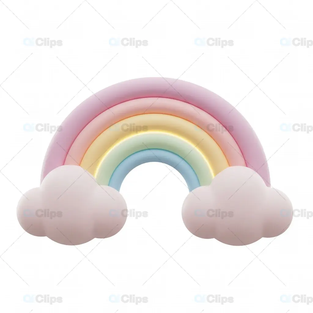 3D Pastel Rainbow Cartoon Style
