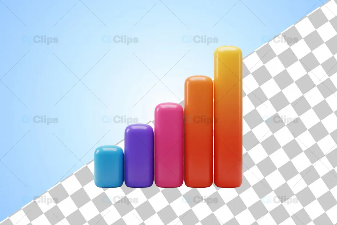 3D Gradient Bar Chart Icon