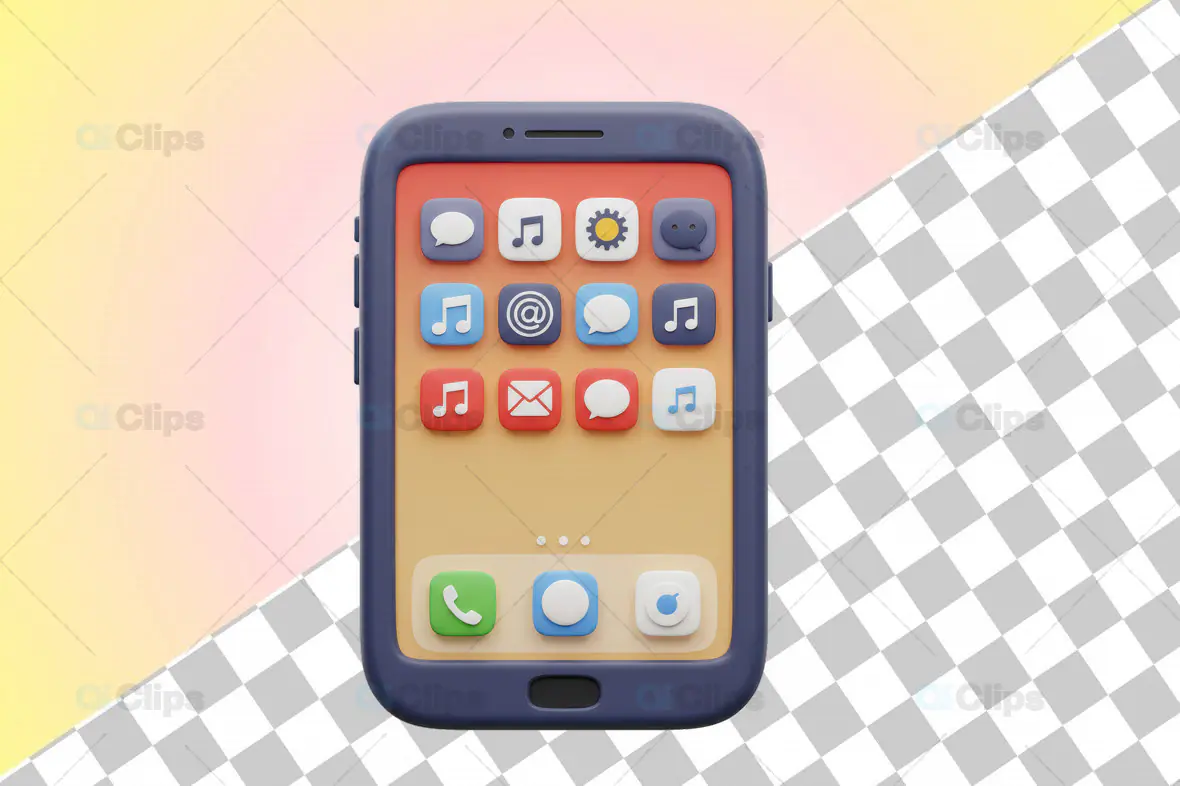 3D Smartphone with Icon Dashboard