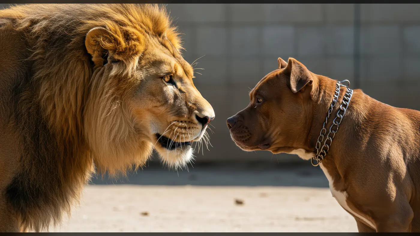 Lion vs Pitbull: Intense Face-Off Moment Captured