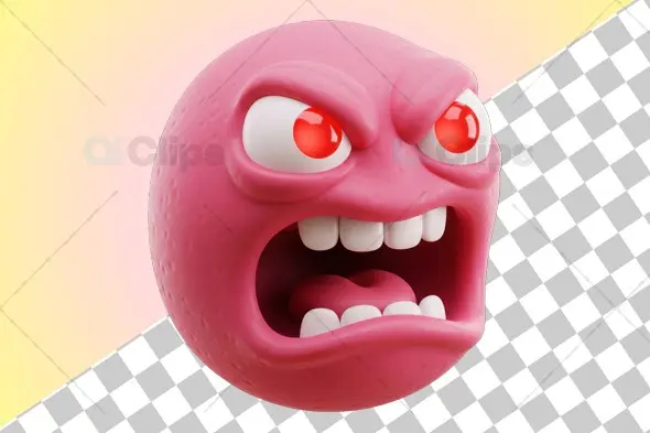 Angry Pink Emoji - 3D Expression