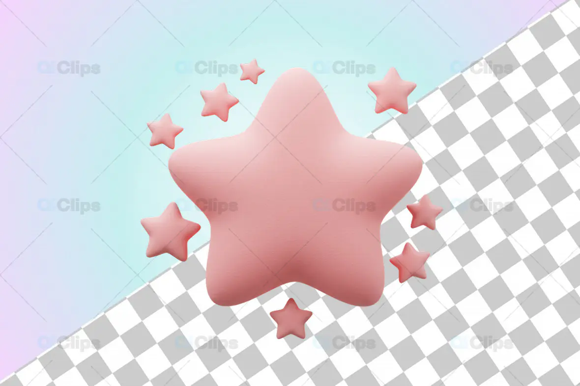 3D Pink Star Cluster Illustration