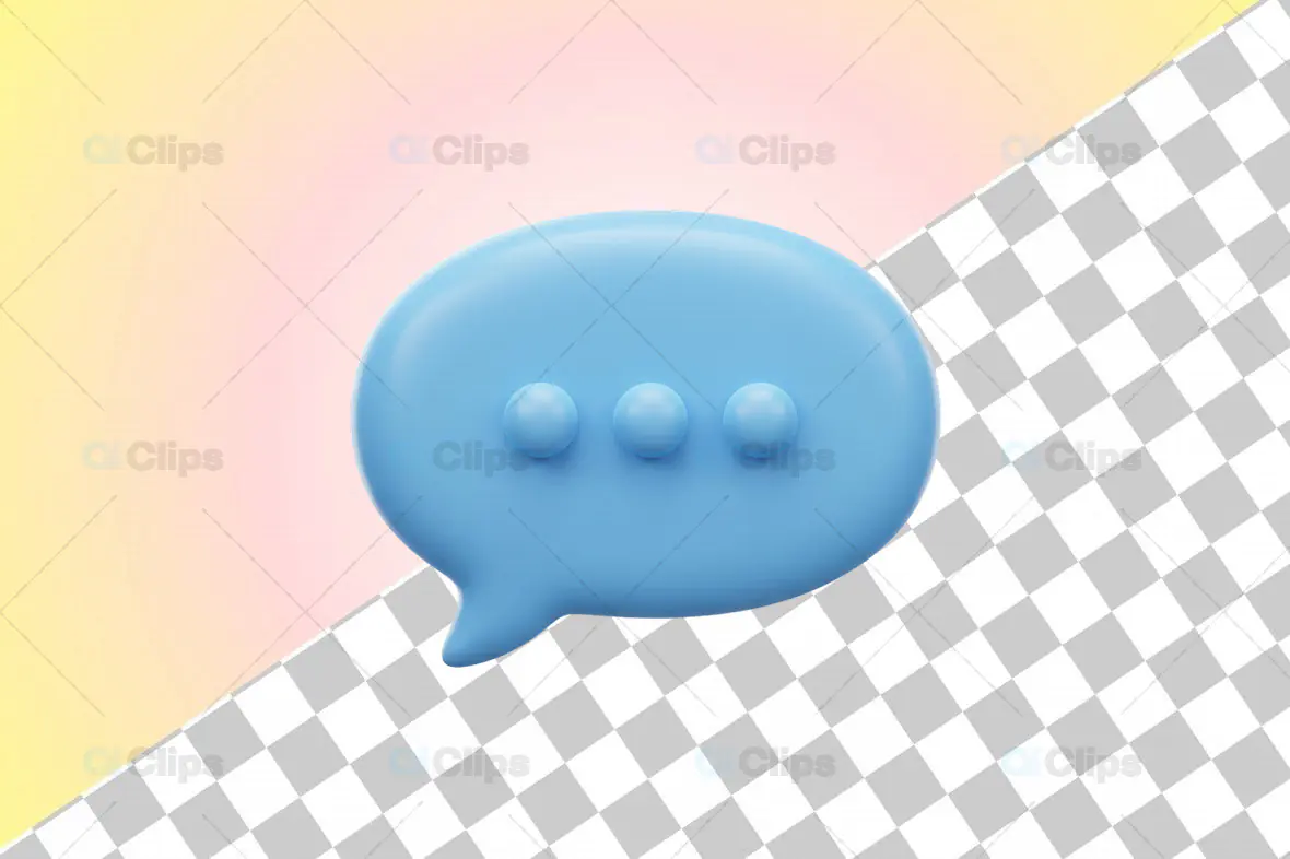3D Blue Chat Bubble Icon