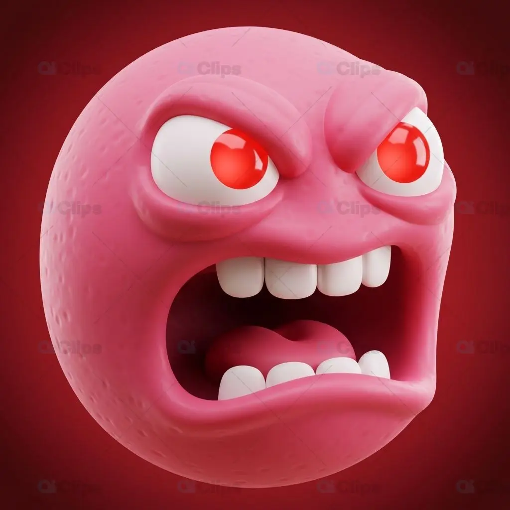 Angry Pink Emoji - 3D Expression