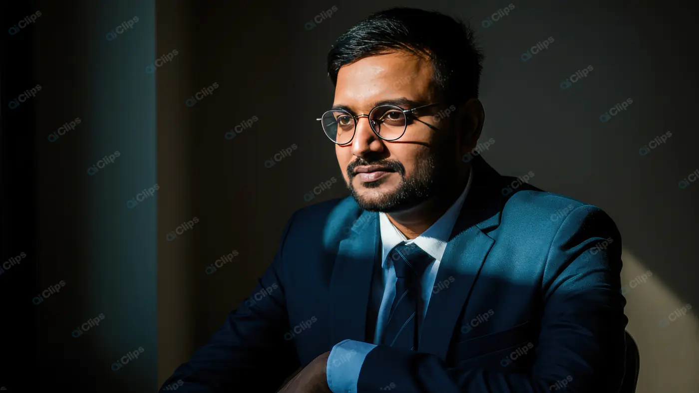 Confident Indian Businessman in Formal Suit with Glasses