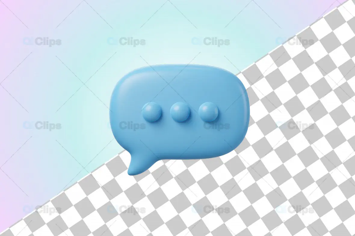 Minimalist 3D Blue Speech Bubble Icon