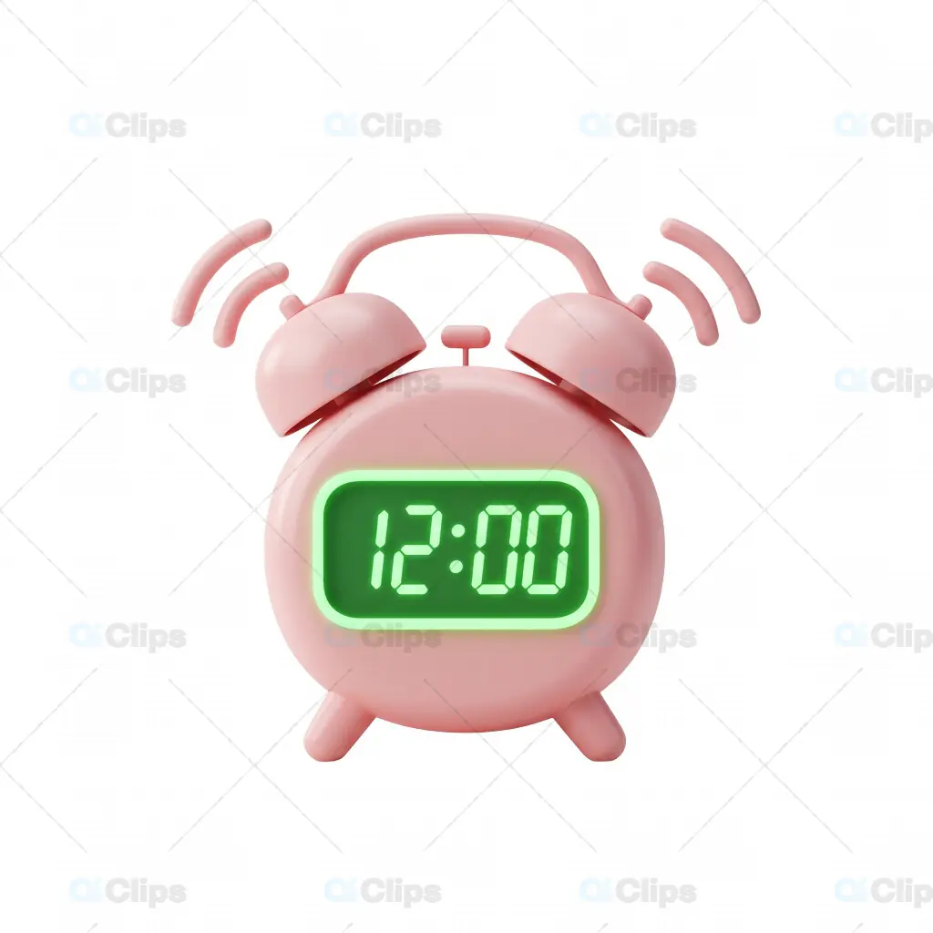 3D Pink Alarm Clock with Green Digital Display