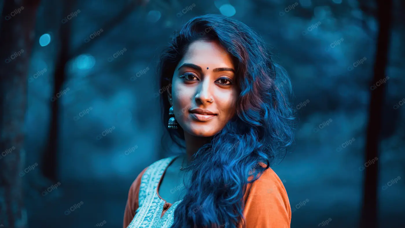 Portrait of an Indian Woman with Confident Smile in Nature
