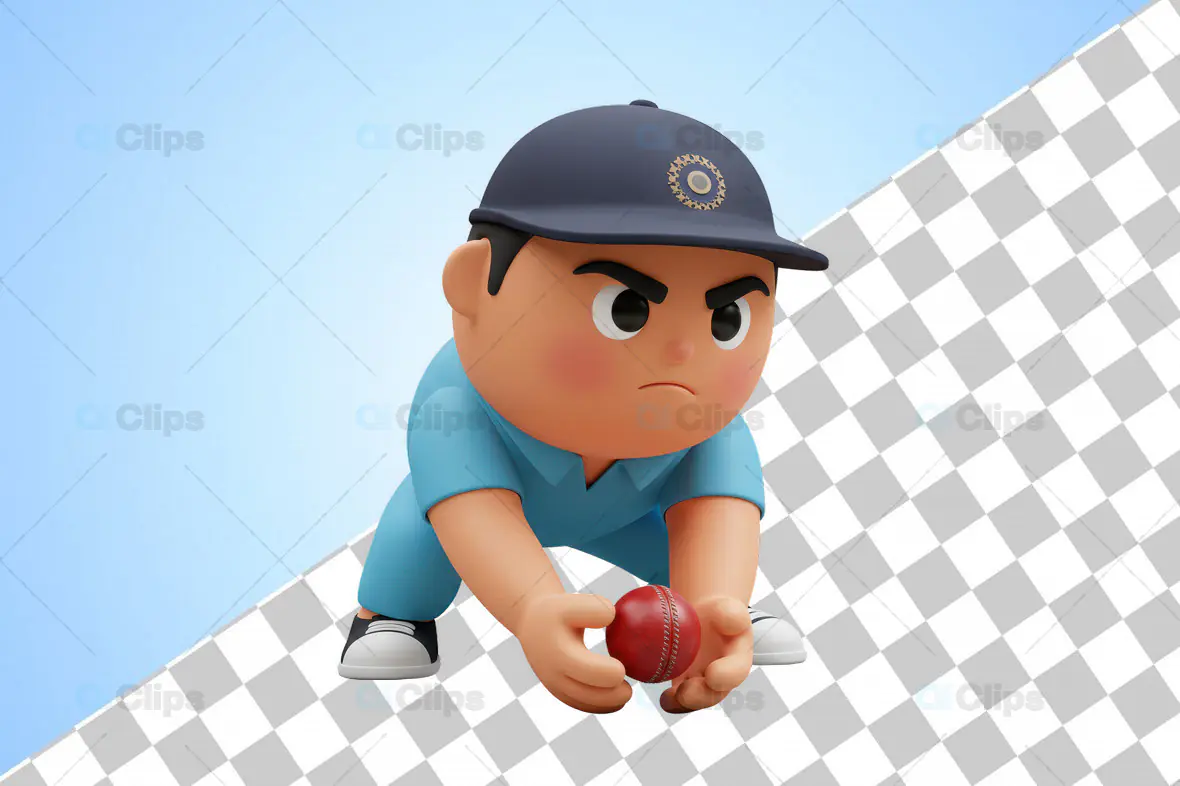 Cricket Fielder in Action Pose