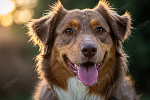 Joyful Australian Shepherd Dog at Sunset
