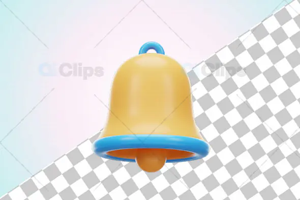 3D Notification Bell with Blue Accent