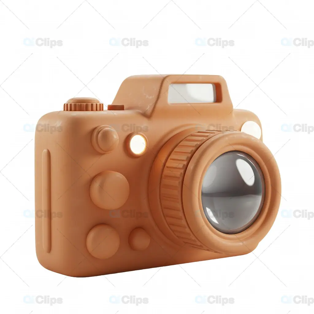 3D Brown Camera Icon